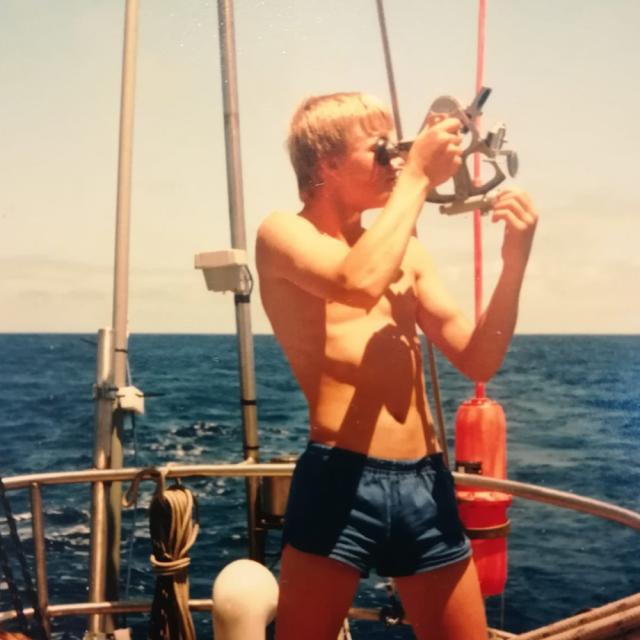 Aike Lettinga aan boord van de Abel Tasman in 1987